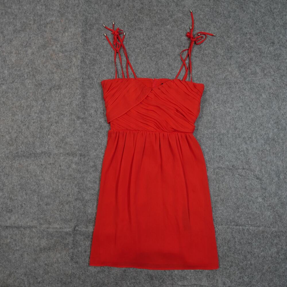 Kooples Dress Womens Small Crepon Mini Spaghetti Strap Chiffon Sweatheart Red